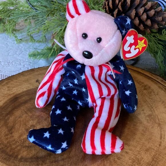 Ty Beanie  Sparkle The American Bear Pink Face Retired Birthday June 14, 1999 - Picture 4 of 12